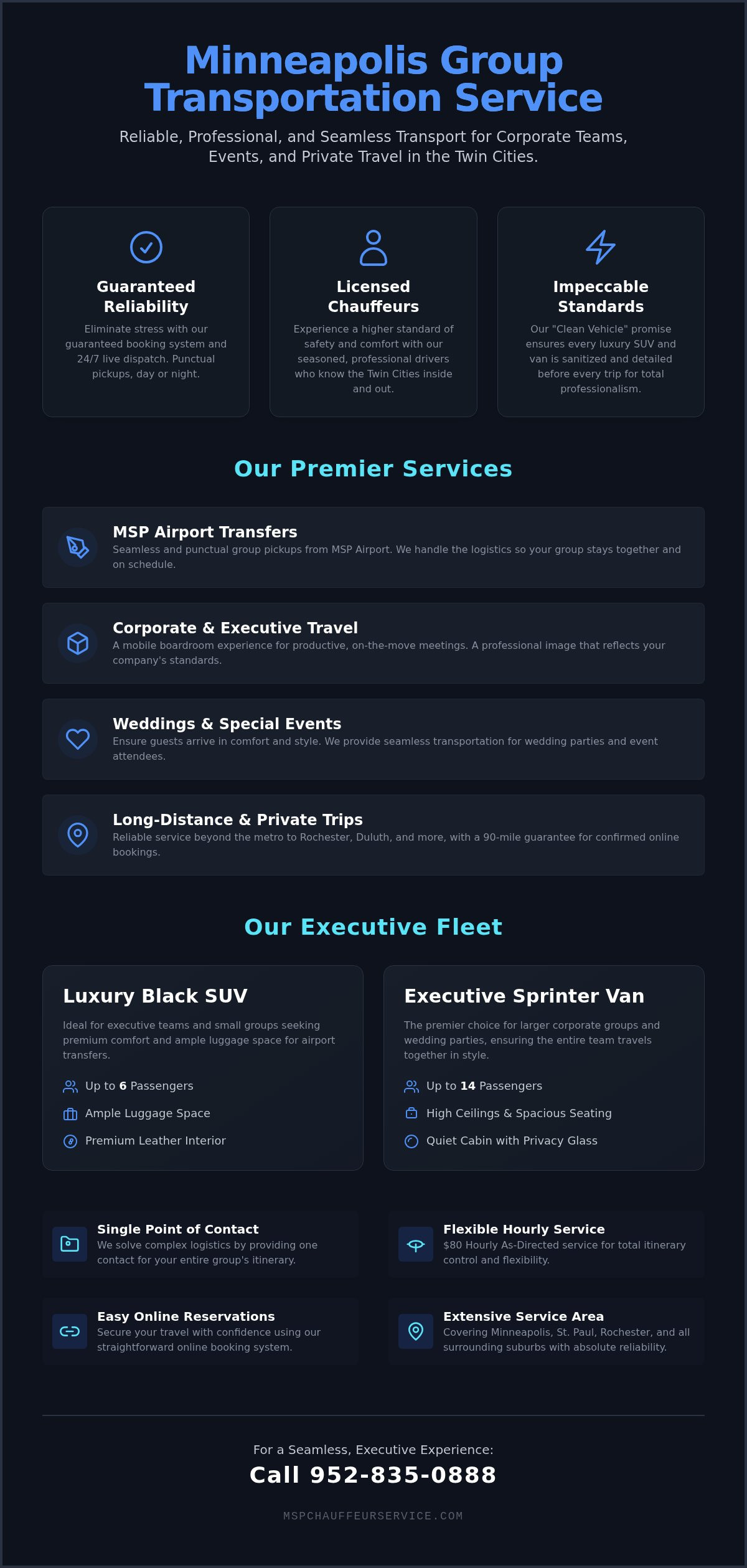 Minneapolis Group Transportation Service: Luxury Fleet & Professional Chauffeurs